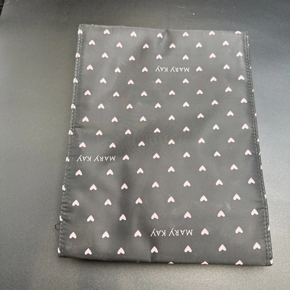 Mary Kay Travel Roll Up Bag Black w/ Pink Hearts Hanging Organizer‎ Cosmetic NEW